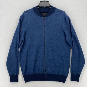 Emi Maglia Blue Wool‎ Blend Full Zip Sweater L Made in Italy Lightweight Knit